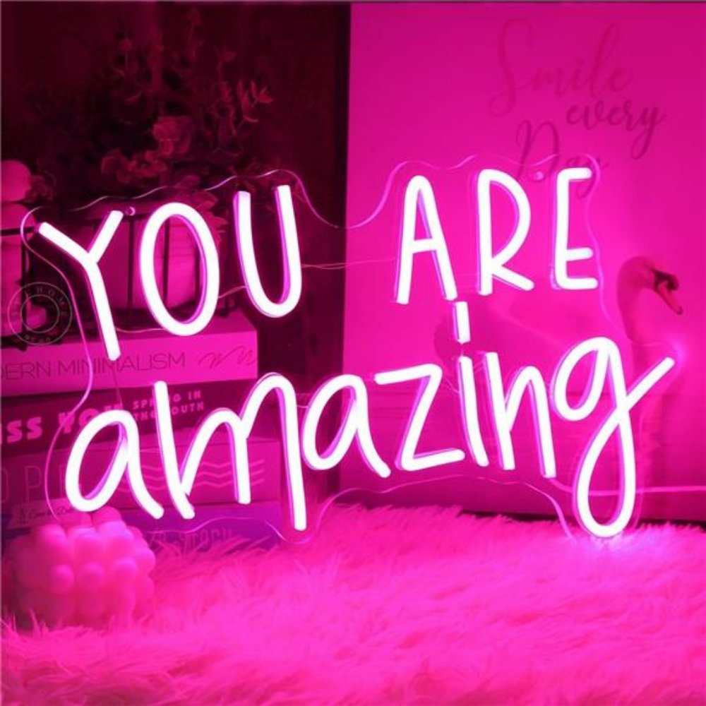 "You Are Amazing" Bright Pink Neon LED Wall Sign VIVID Room Decor